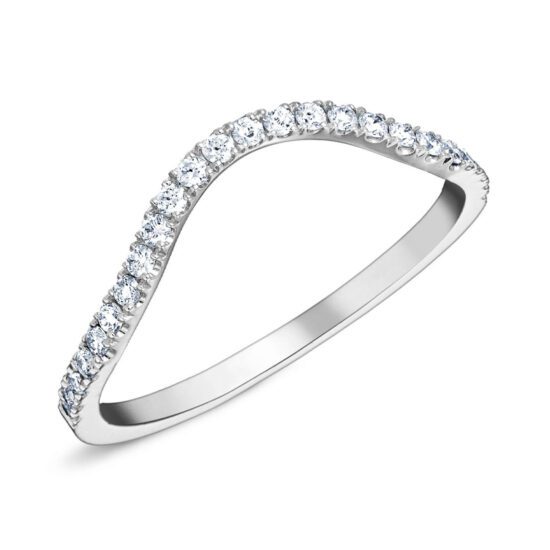 Alliance Femme diamant et or blanc demi serti