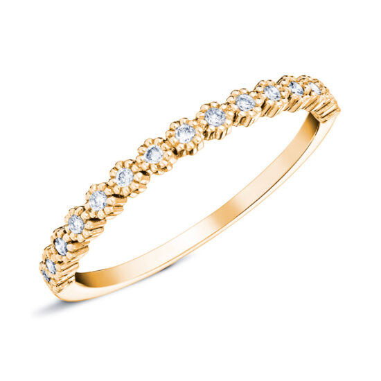 Alliance femme diamant et or jaune demi serti