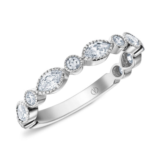 Alliance femme or blanc et diamant navette