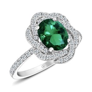BAGUE BLANDINE ÉMERAUDE PLATINE