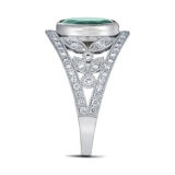 Bague femme or diamant saphir bleu-vert