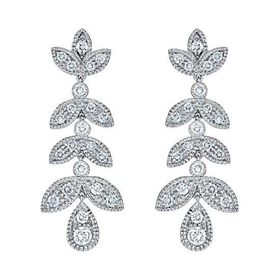 boucles d'oreilles or blanc et diamants