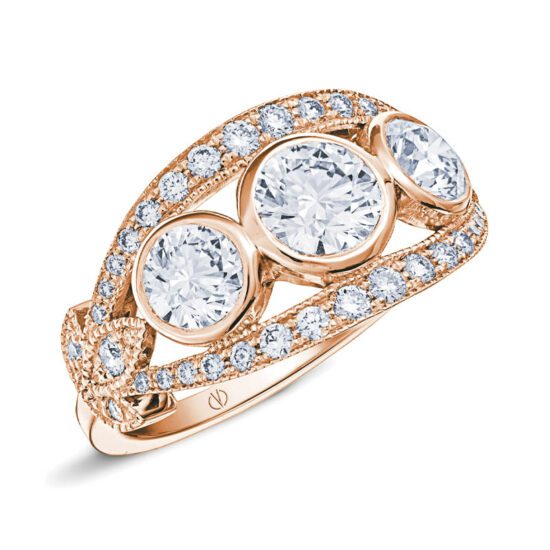 Bague de fiançailles or rose et diamants