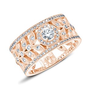 Rose gold diamond band ring