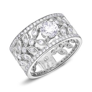 Bague bandeau or blanc diamant