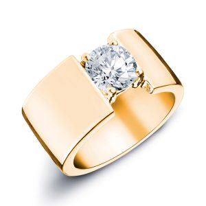 yellow gold central diamond band ring