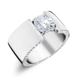 bague bandeau diamant central or blanc