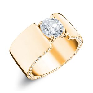 bague bandeau diamant central or jaune