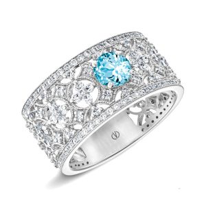 white gold gemstone band ring
