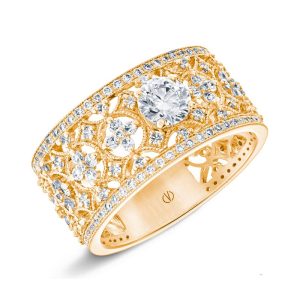 bague bandeau or jaune diamant