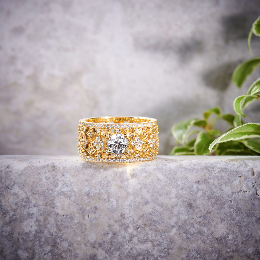 Bague Bandeau Or Jaune Diamant