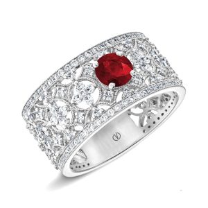 white gold gemstone band ring