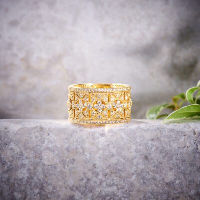 Bague bandeau or jaune et diamant