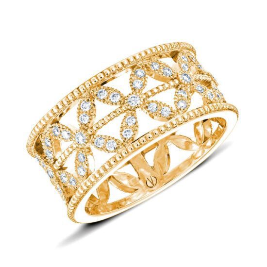 bague bandeau or jaune diamants