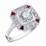 Bague or blanc diamant rubis