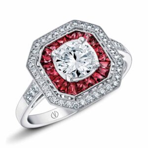 Bague de fiançailles platine rubis et diamant
