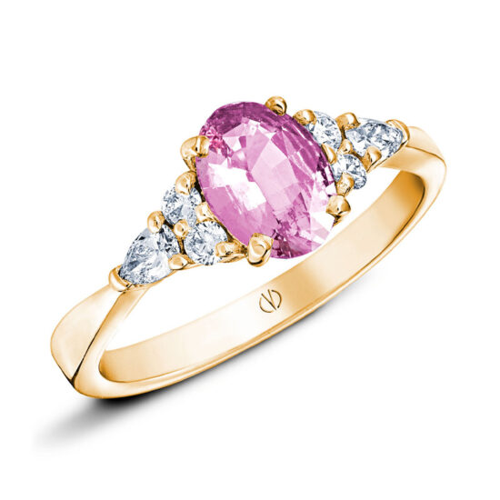 Bague Fiançailles Saphir Rose Or Jaune