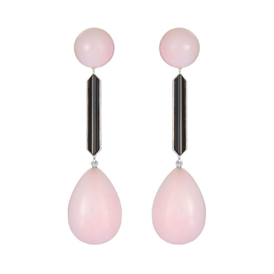 Boucles d'oreilles femme opale et or blanc