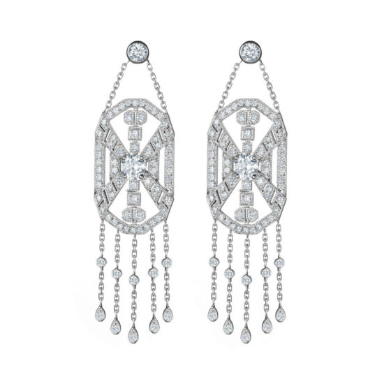 boucles d'oreilles or blanc diamant