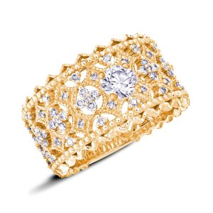 gold and diamond band ring