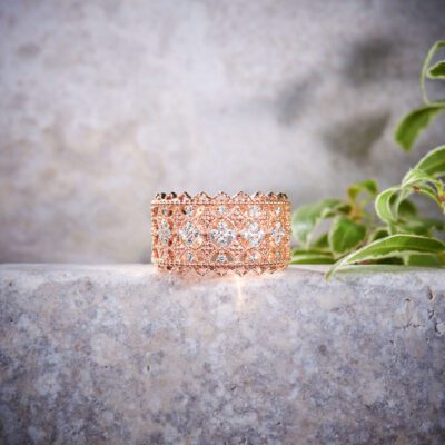 bague bandeau or rose diamant