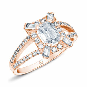 Chloe Bague Femme Double Anneau Baguette Diamant Or Rose