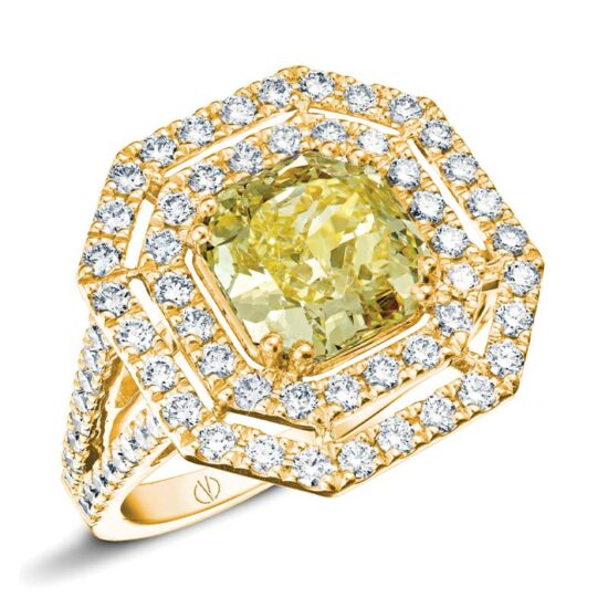 Bague fiançailles Diamant jaune et or