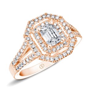 Clarence Bague Femme Taille Emeraude Diamant Double Anneau Or