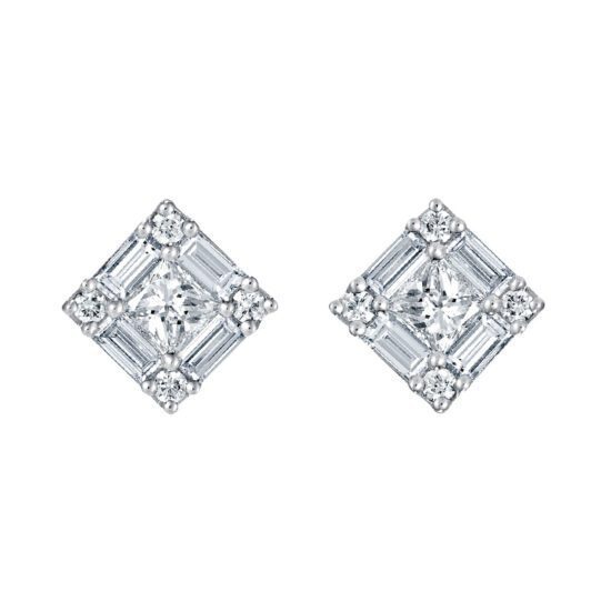 Clarence Boucles d'oreilles Femme Losange Diamant Or