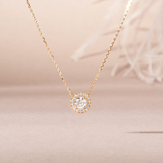 Collier minimaliste or jaune 18k et diamant