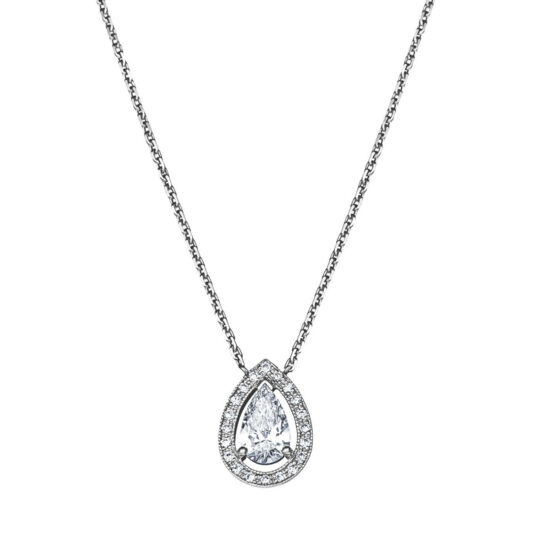 Collier diamant poire et or blanc