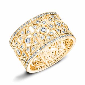Bague Bandeau Diamant et or jaune