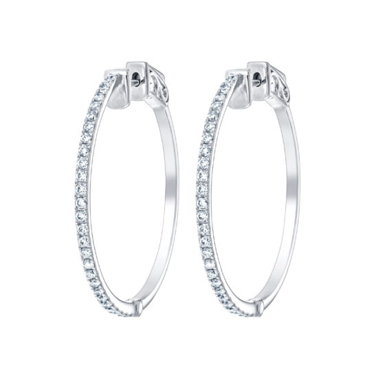 boucles d'oreilles or blanc diamant