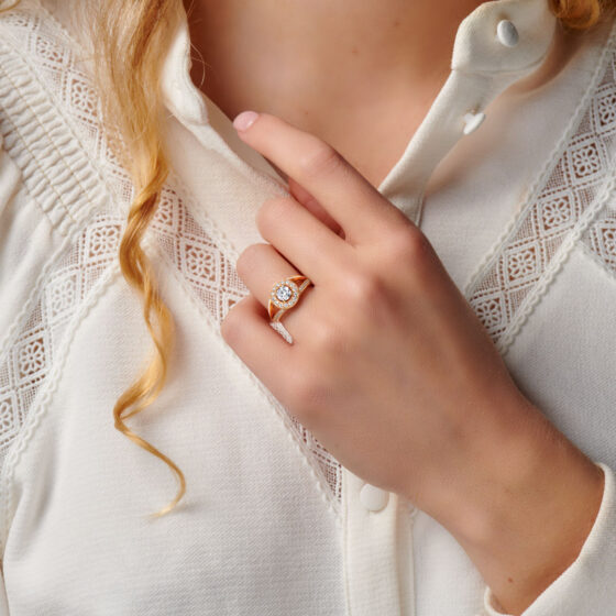 Bague femme or rose diamant