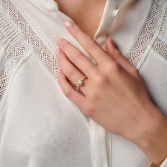 Bague femme jaune diamant