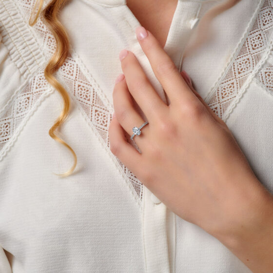 Bague femme or blanc diamant