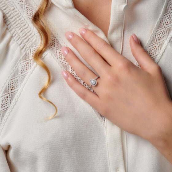 Bague femme or blanc diamant