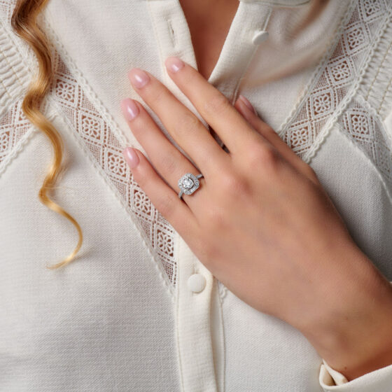 Bague femme or blanc diamant