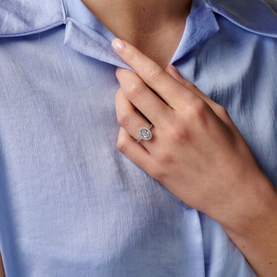 Bague femme or blanc diamant