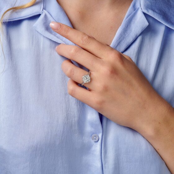 Bague femme or blanc diamant