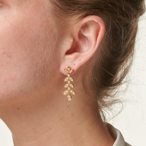 Boucles d'oreilles or jaune diamant