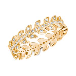 Bague bandeau or jaune diamant