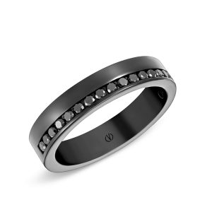 MIKE DOUBLE-ALLIANCE-OR RHODIÉ GRIS-DIAMANT NOIR