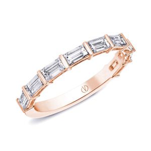 alliance femme or rose diamant baguette