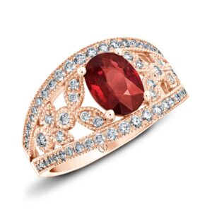 Bague Bacchante or rose rubis