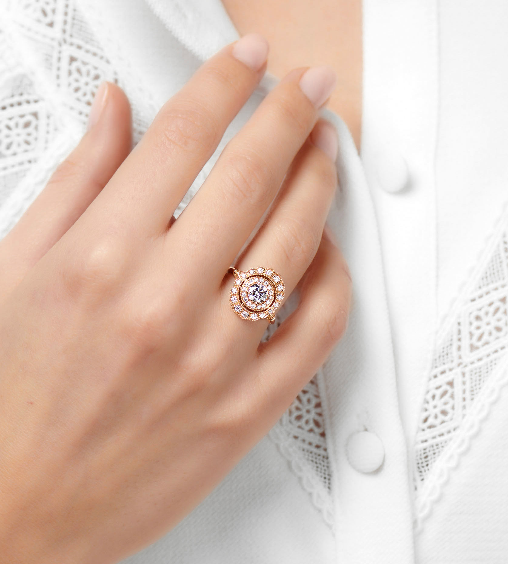 Bague or Rose diamant