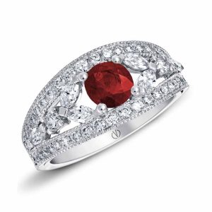 White gold ruby and diamond ring
