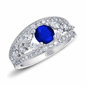 White gold sapphire and diamond ring