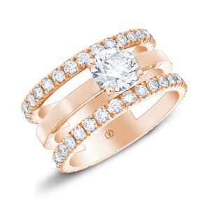 Bague femme or rose diamants