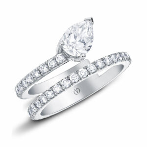 Bague Femme Or Blanc diamant poire